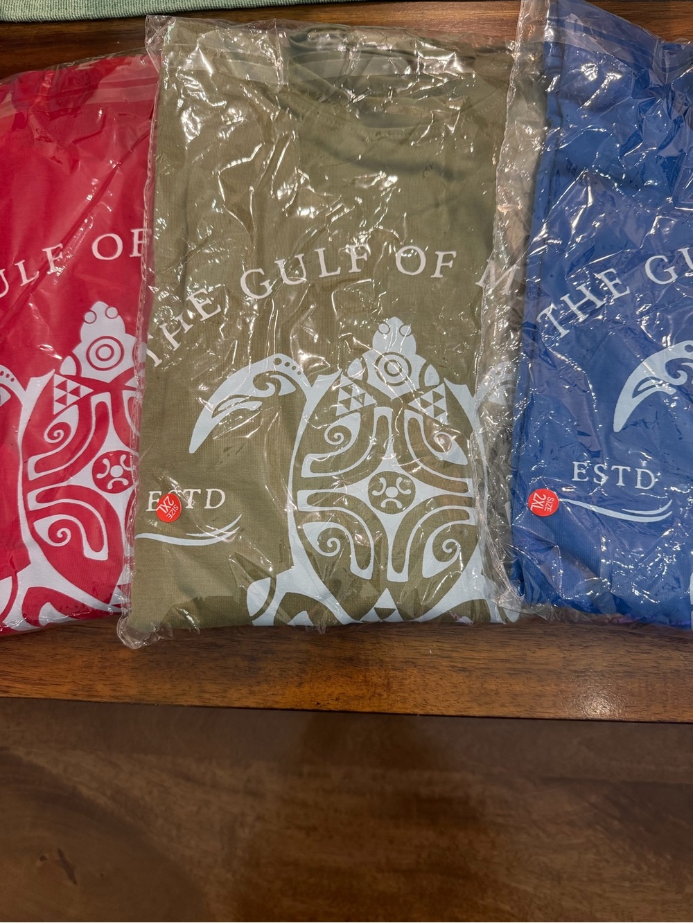 3- 2XL Gulf of Mexico Sea Turtle Graphic Tee - Olive, Blue and Red